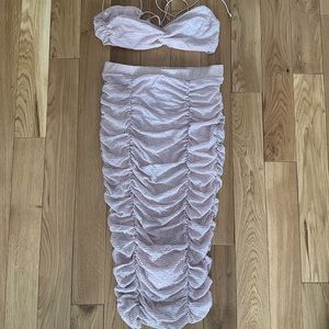 TWO PIECE GLITTER PINK TOP AND SKIRT